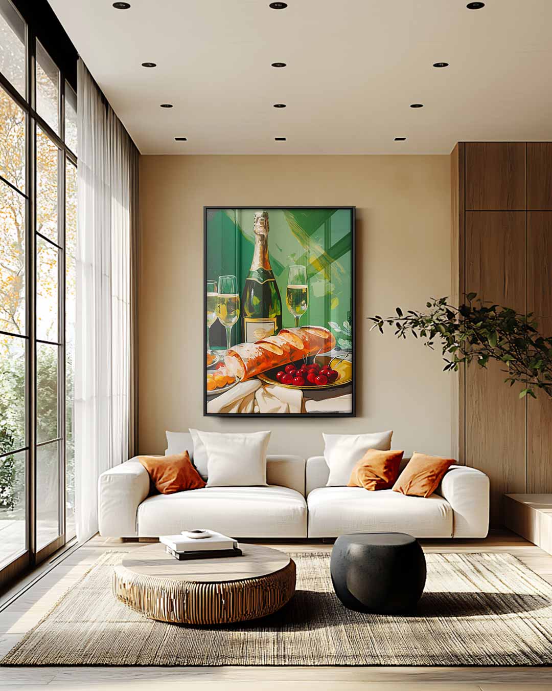 Champagne Still Life Kunstwerk-canvas-dibond-plexiglas-wanddecoratie-WallArtistic