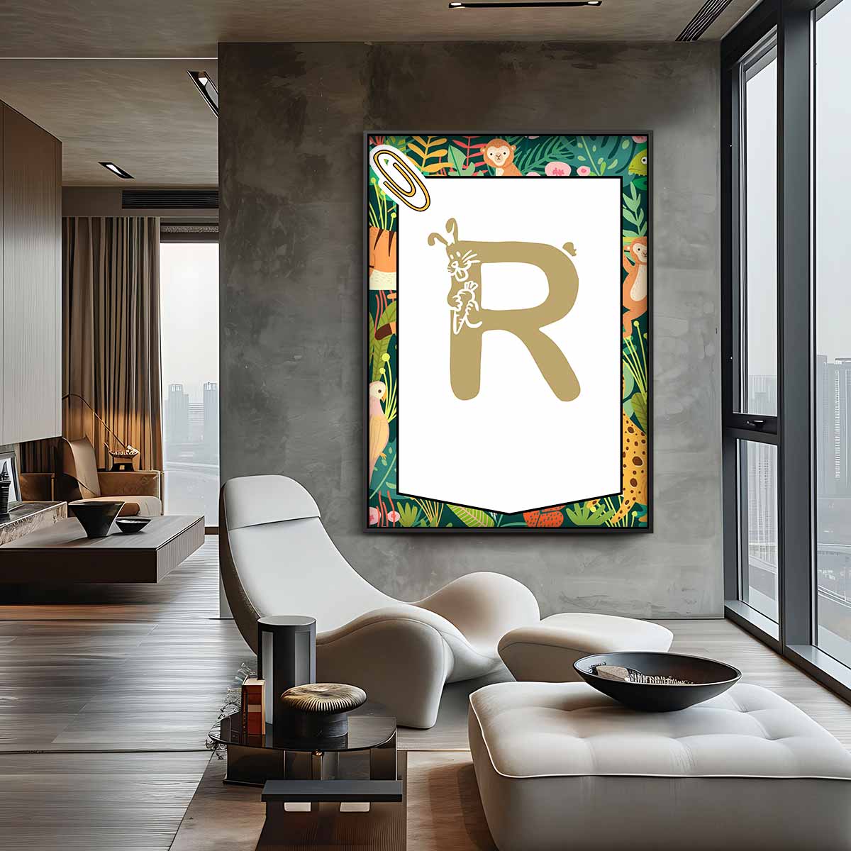 Jungle Alfabet Poster - Letter R Kunstwerk-canvas-dibond-plexiglas-wanddecoratie-WallArtistic