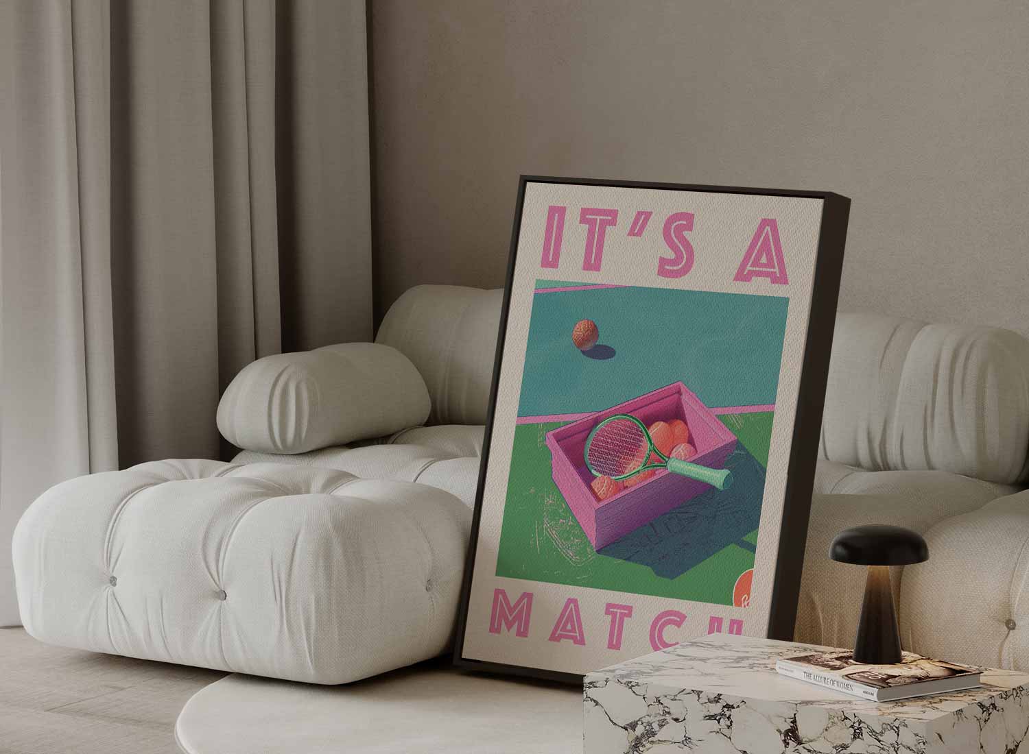It's a Match - Retro Tennis Kunstwerk-canvas-dibond-plexiglas-wanddecoratie-WallArtistic