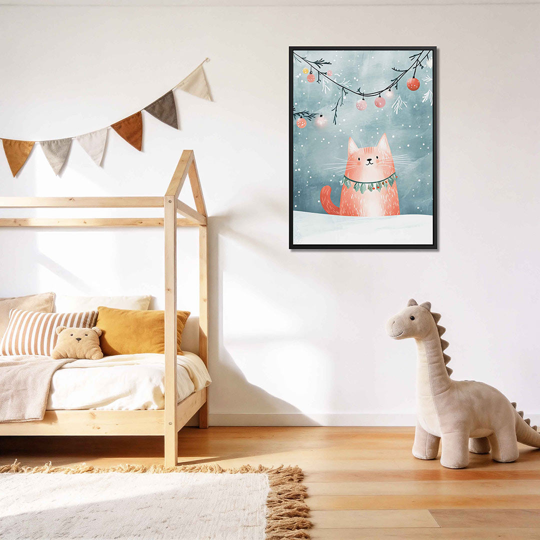 Speelse winterkat Kunstwerk