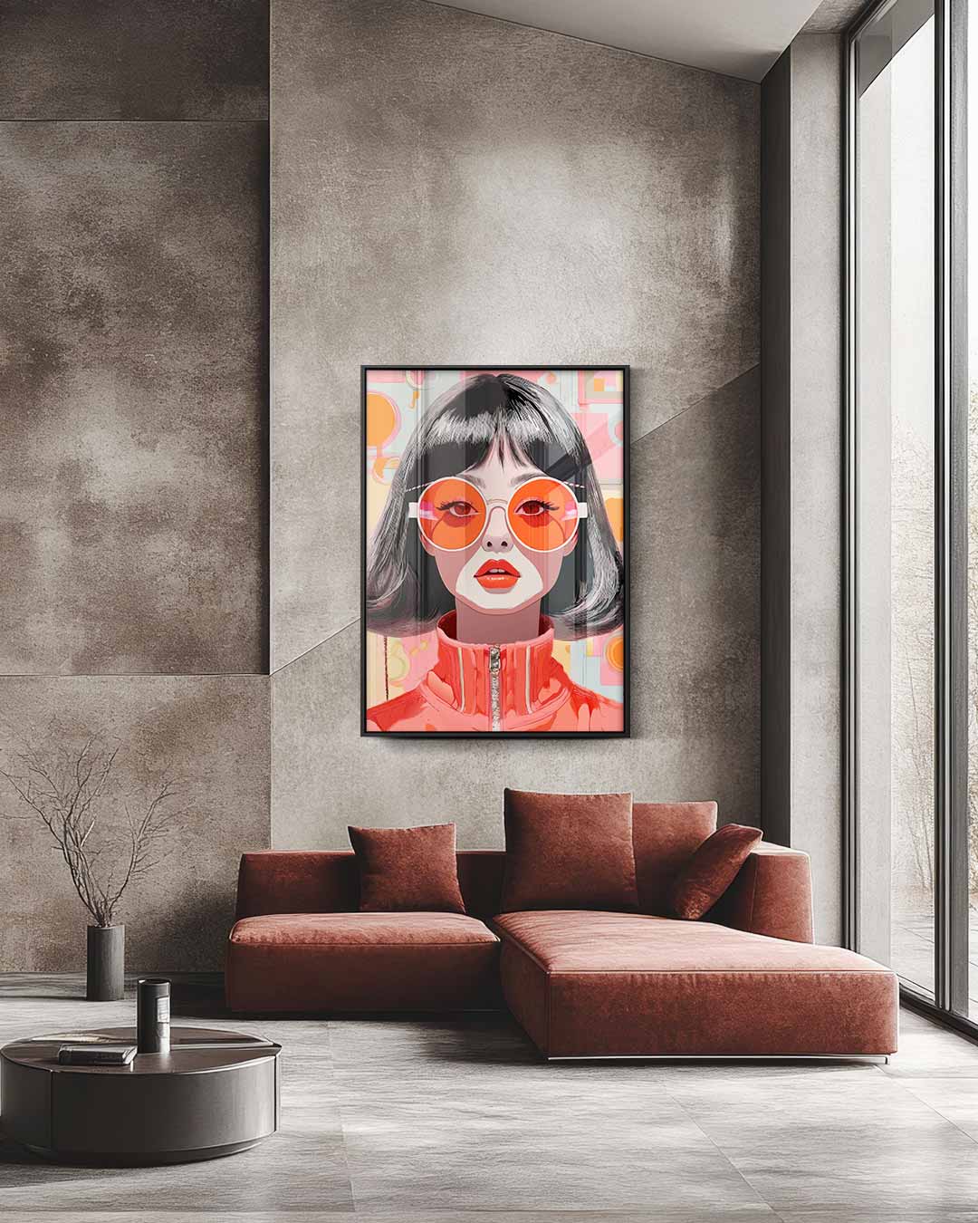 Retro Chic Portret Kunstwerk-canvas-dibond-plexiglas-wanddecoratie-WallArtistic