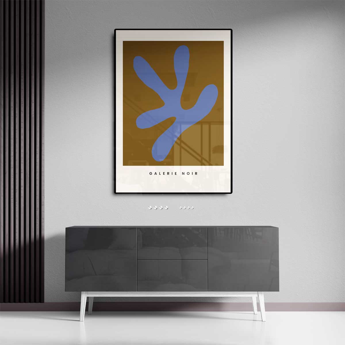 Abstracte Expressie in Blauw en Bruin Kunstwerk-canvas-dibond-plexiglas-wanddecoratie-WallArtistic