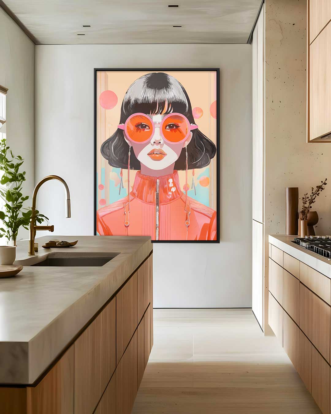 Retro Pop Art Portret Kunstwerk-canvas-dibond-plexiglas-wanddecoratie-WallArtistic