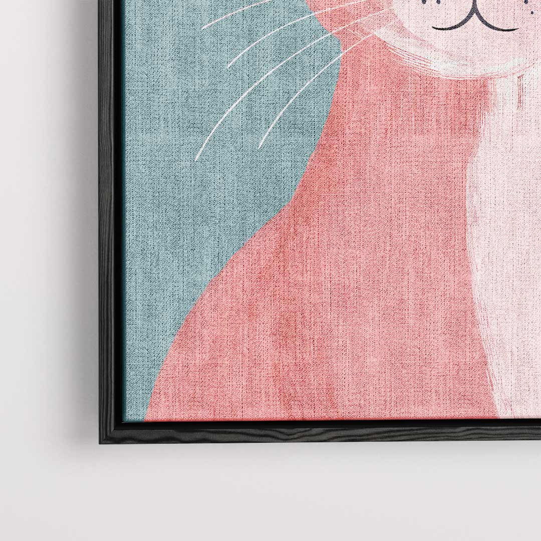 Vrolijke Kat Op Canvas Kunstwerk-canvas-dibond-plexiglas-wanddecoratie-WallArtistic