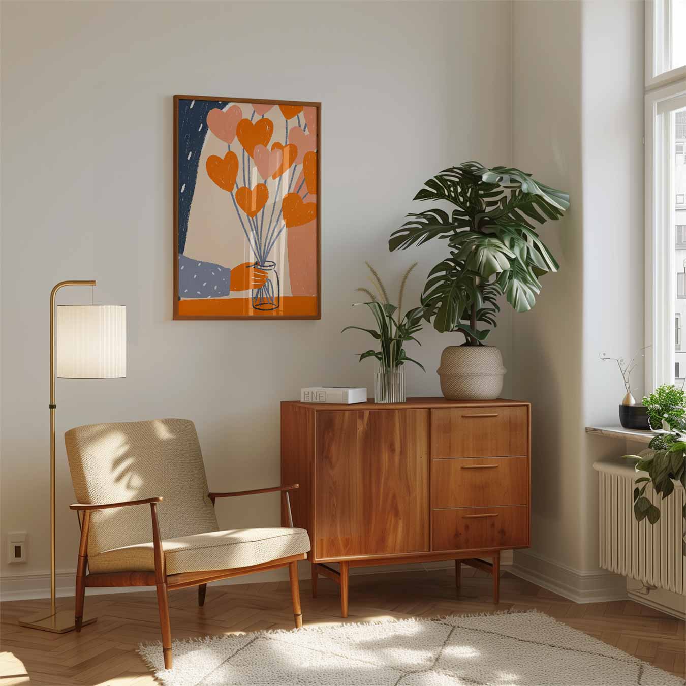 Liefdevolle Hartenbloemen Poster