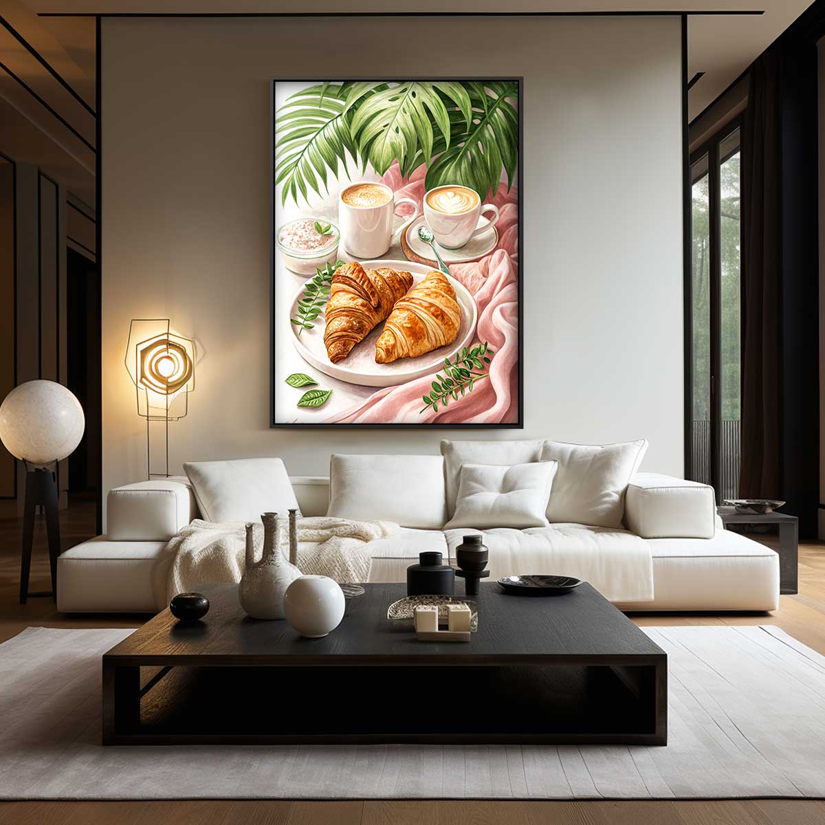 Croissants en Koffie Genot Kunstwerk-canvas-dibond-plexiglas-wanddecoratie-WallArtistic