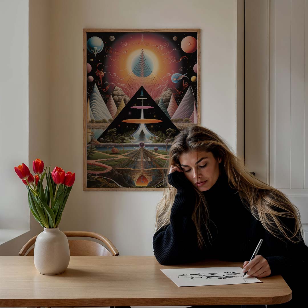 Dromerige Kosmische Landschap Poster-WallArtistic