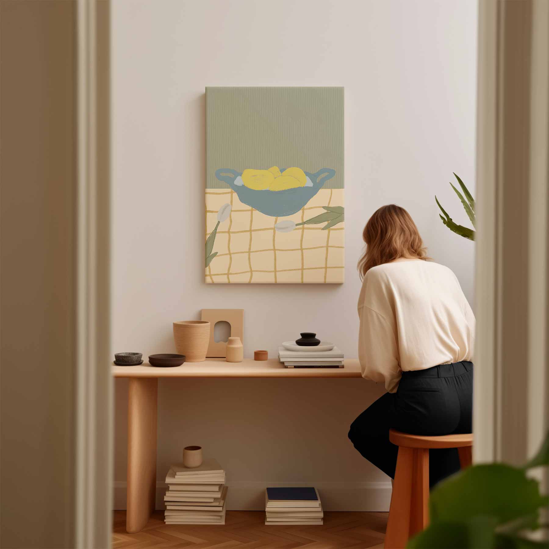 Frisse Citroenen op Tafel Kunstwerk-canvas-dibond-plexiglas-wanddecoratie-WallArtistic