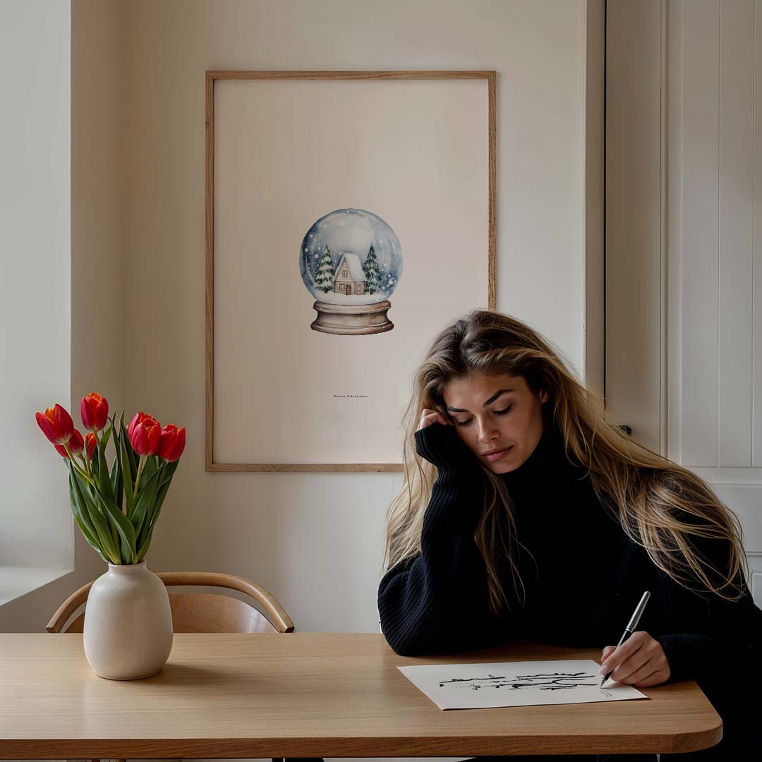 Winterlandschap Sneeuwbol Poster-WallArtistic