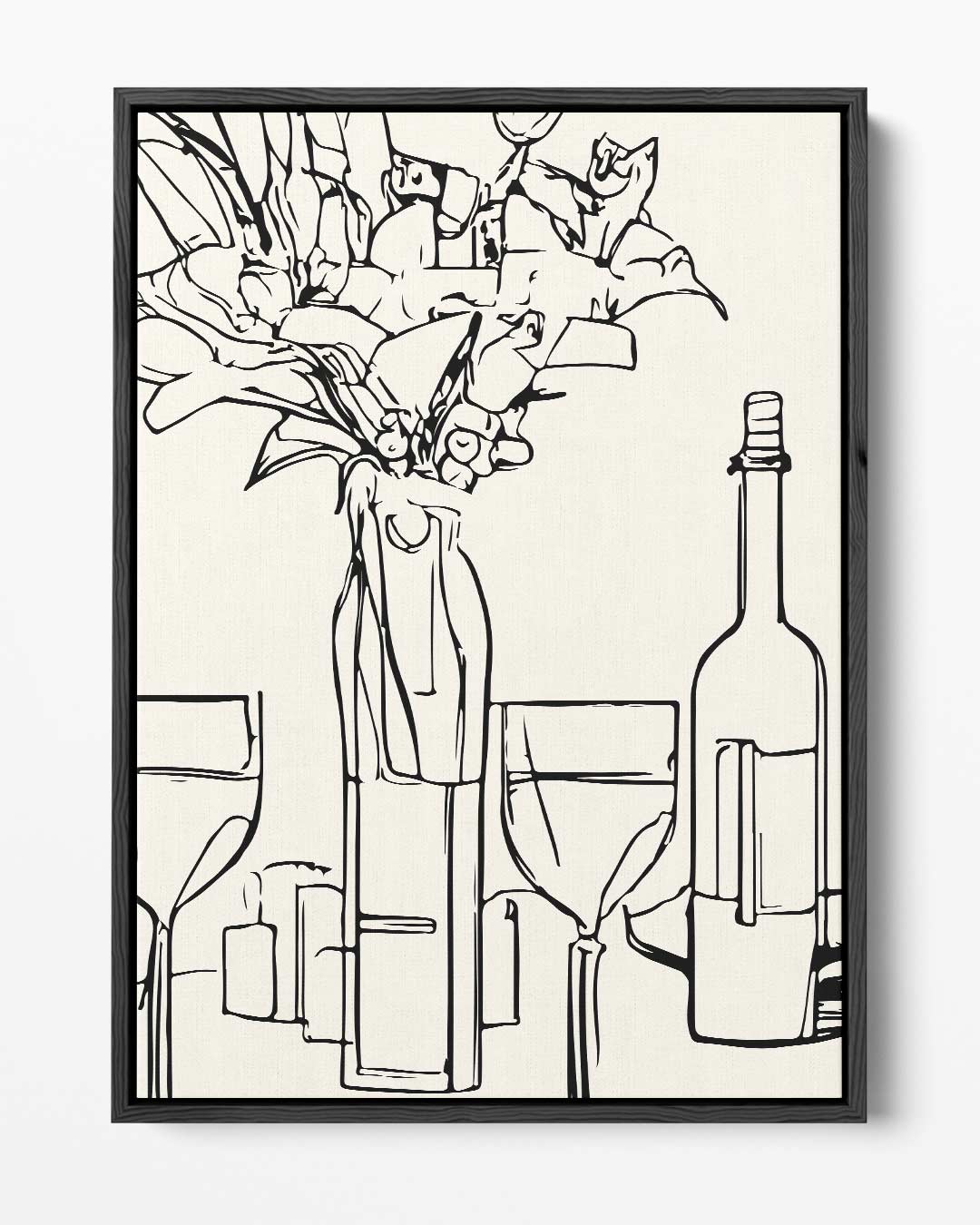 Moderne Omtrekschets Stilleven Kunstwerk-canvas-dibond-plexiglas-wanddecoratie-WallArtistic