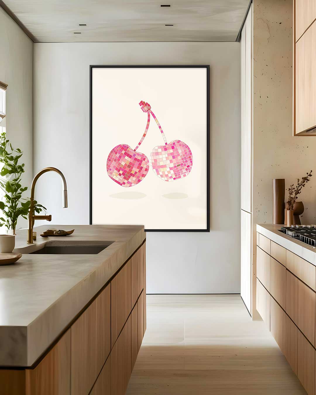 Mozaïek Kersen Vrolijk Aan de Muur Kunstwerk-canvas-dibond-plexiglas-wanddecoratie-WallArtistic
