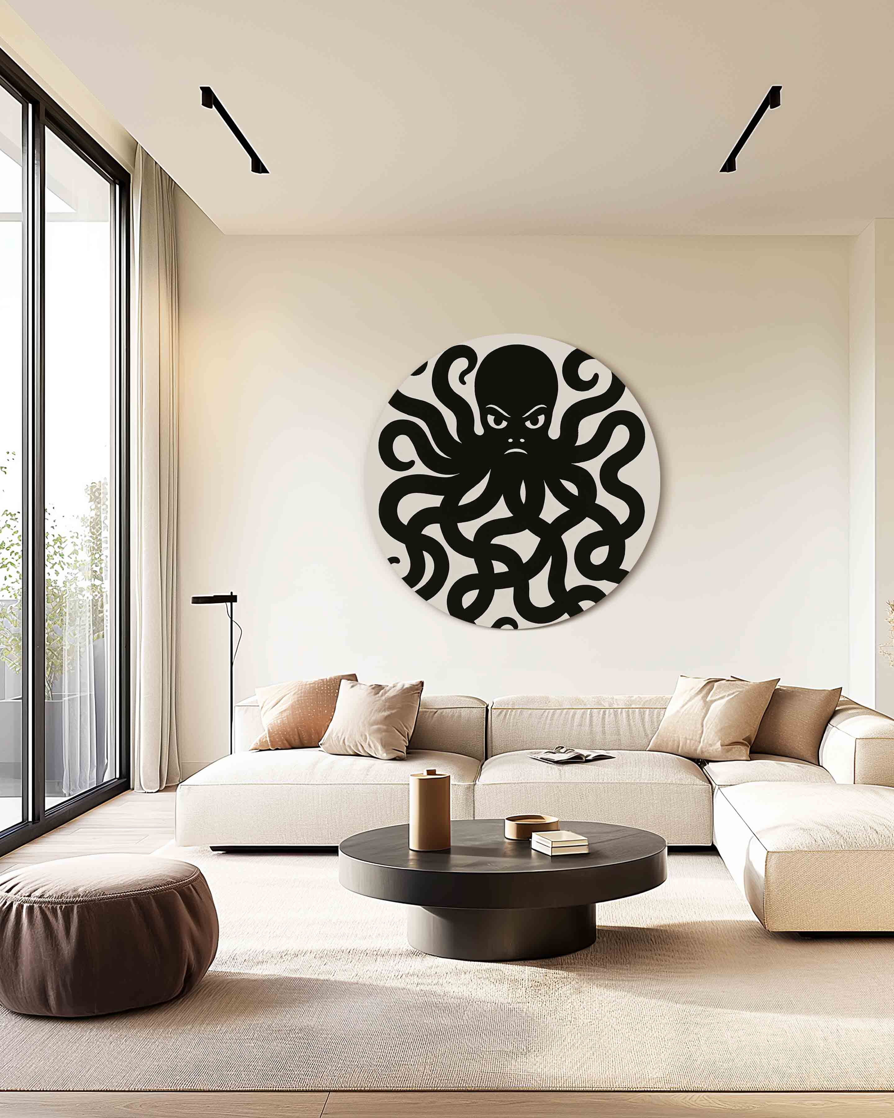 Octopus silhouet Muurcirkel