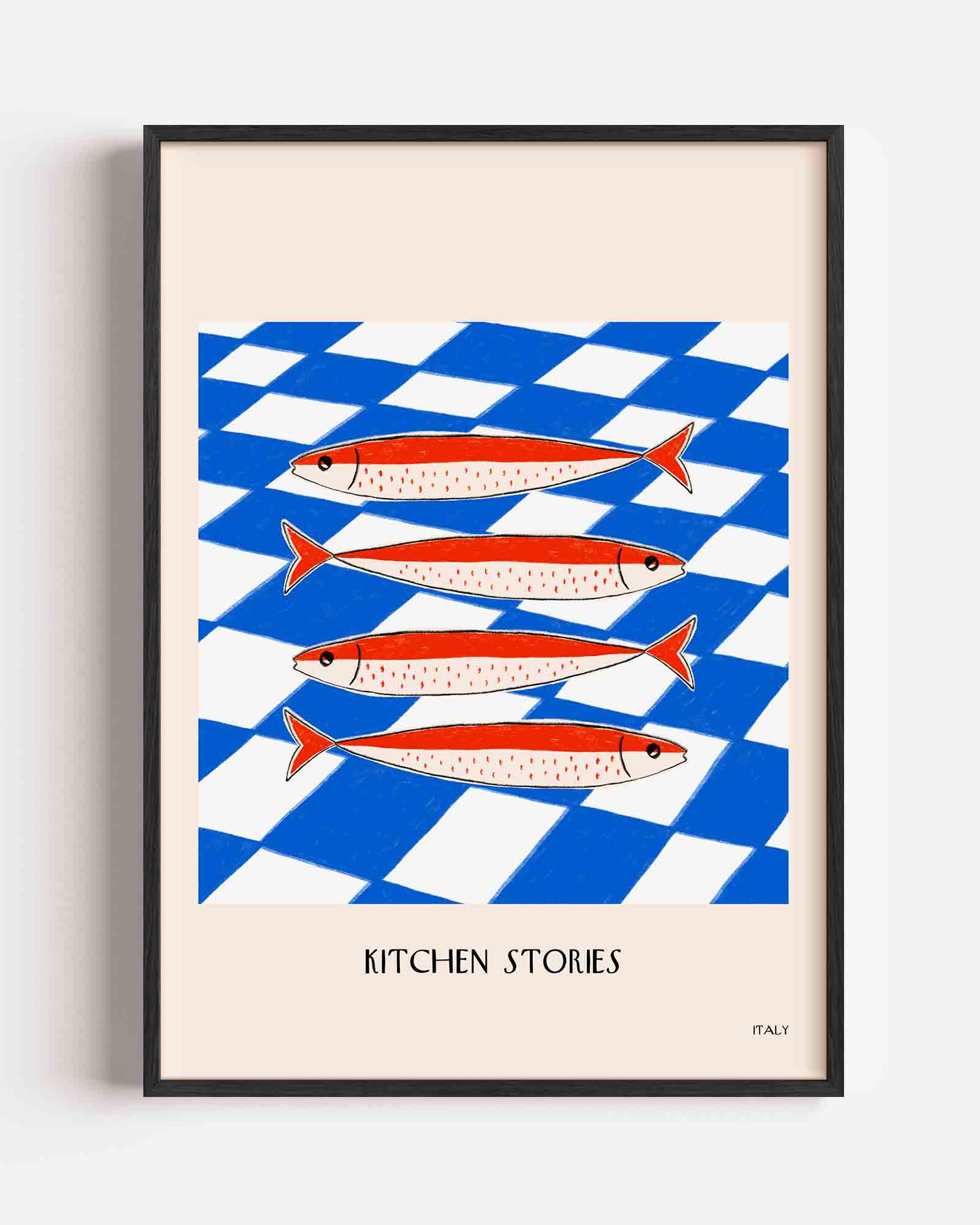 Vissen op blauw wit Poster