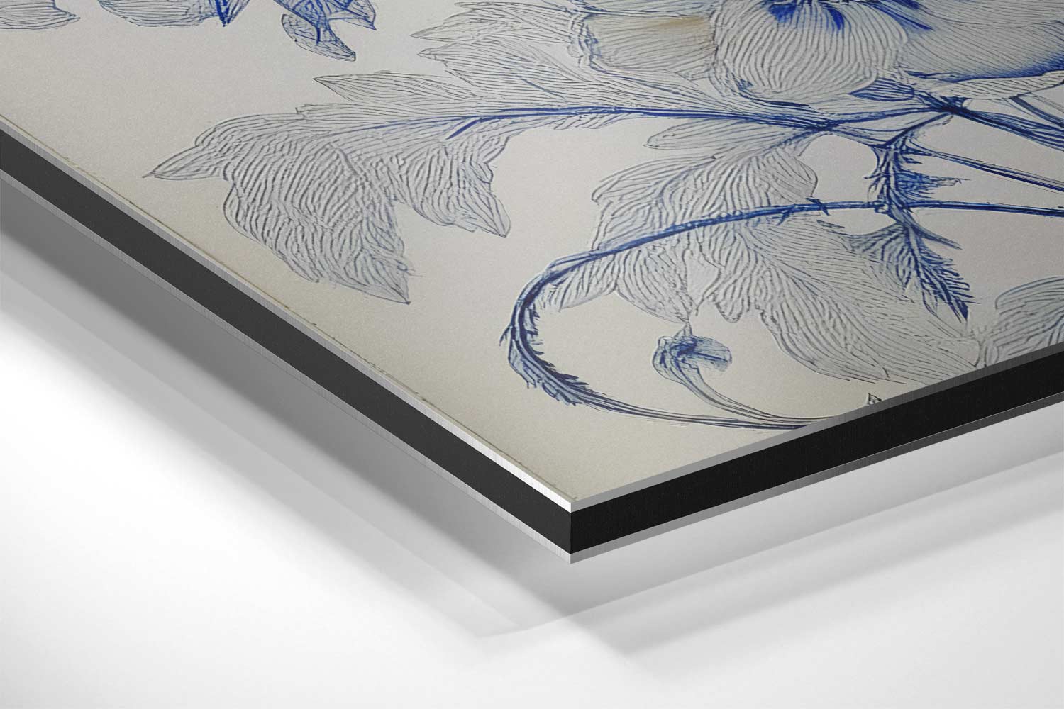 Blauw Bloemenwonder Kunstwerk-canvas-dibond-plexiglas-wanddecoratie-WallArtistic
