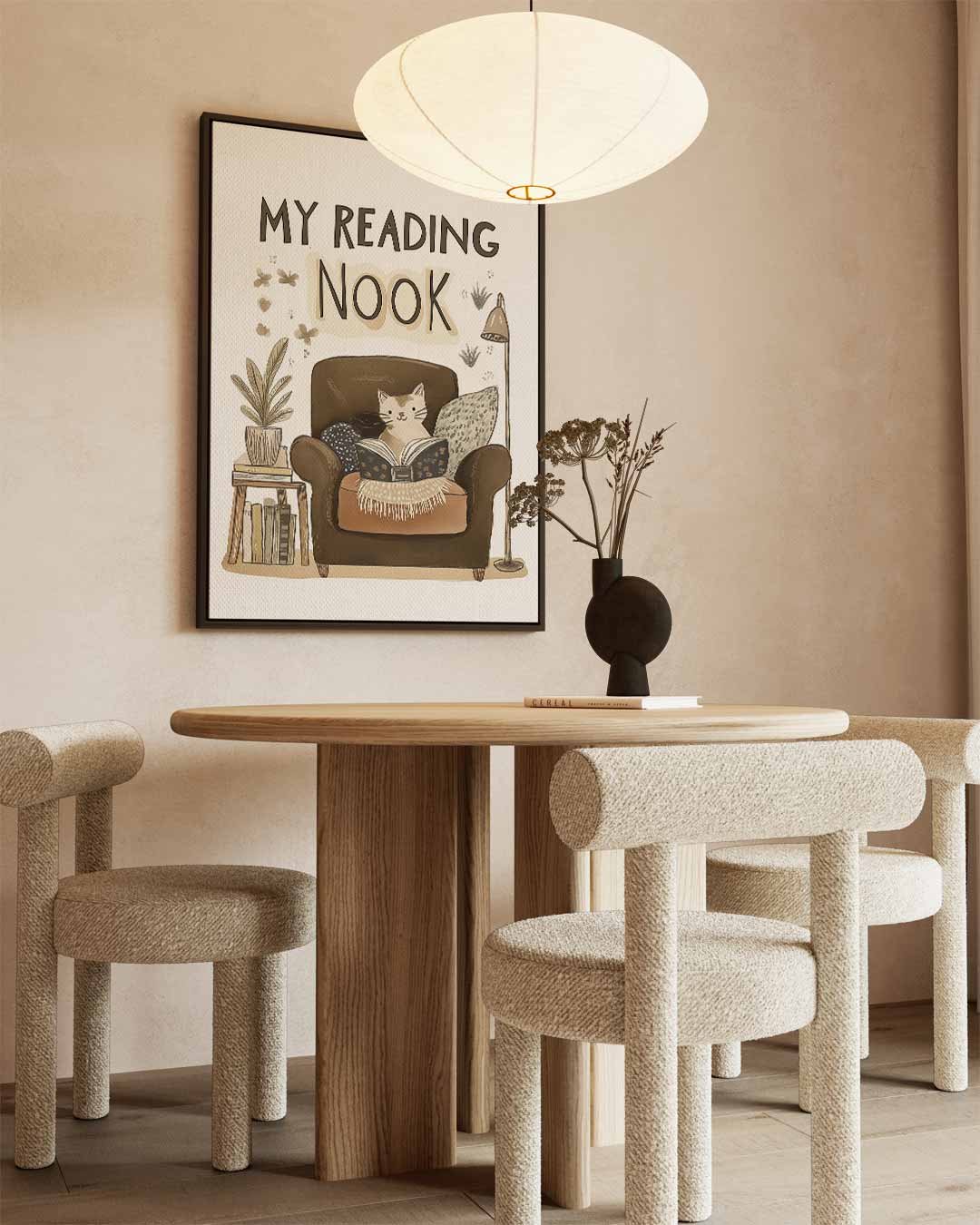 Gezellige Leeshoek Kat Print Kunstwerk-canvas-dibond-plexiglas-wanddecoratie-WallArtistic