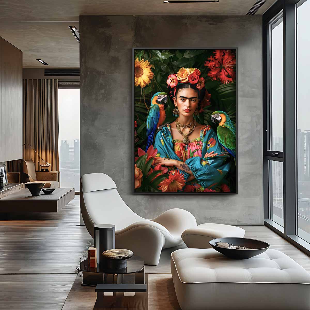 Tropische Vibes Portret Kunstwerk-canvas-dibond-plexiglas-wanddecoratie-WallArtistic