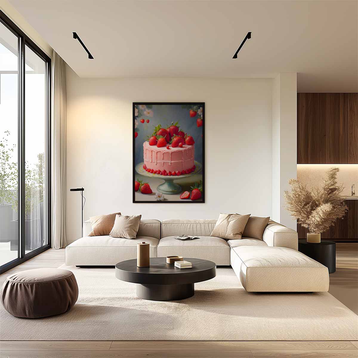 Aardbeientaart in Bloei Kunstwerk-canvas-dibond-plexiglas-wanddecoratie-WallArtistic