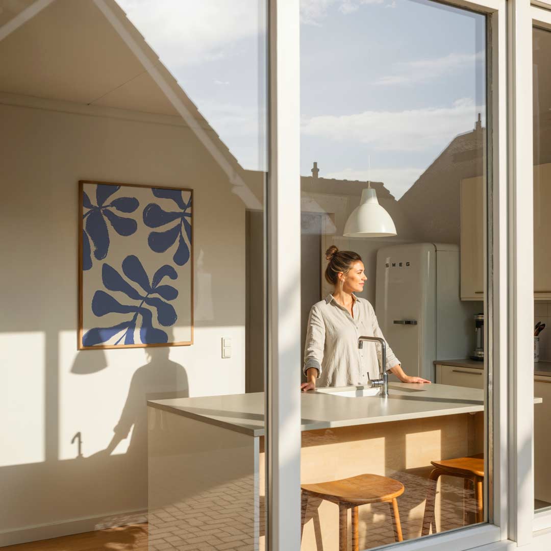 Blauwe Botanische Bloemenposter-WallArtistic