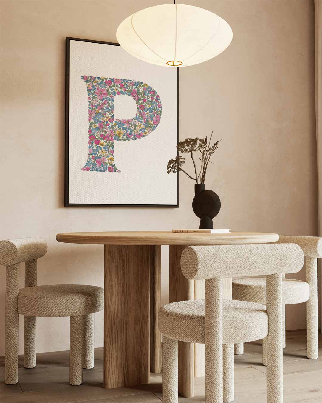 Bloemenpracht Letter P Kunstwerk-canvas-dibond-plexiglas-wanddecoratie-WallArtistic