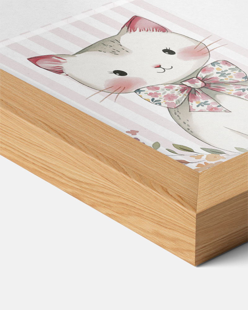 Schattige Kattenposter met Bloemenstrik Poster
