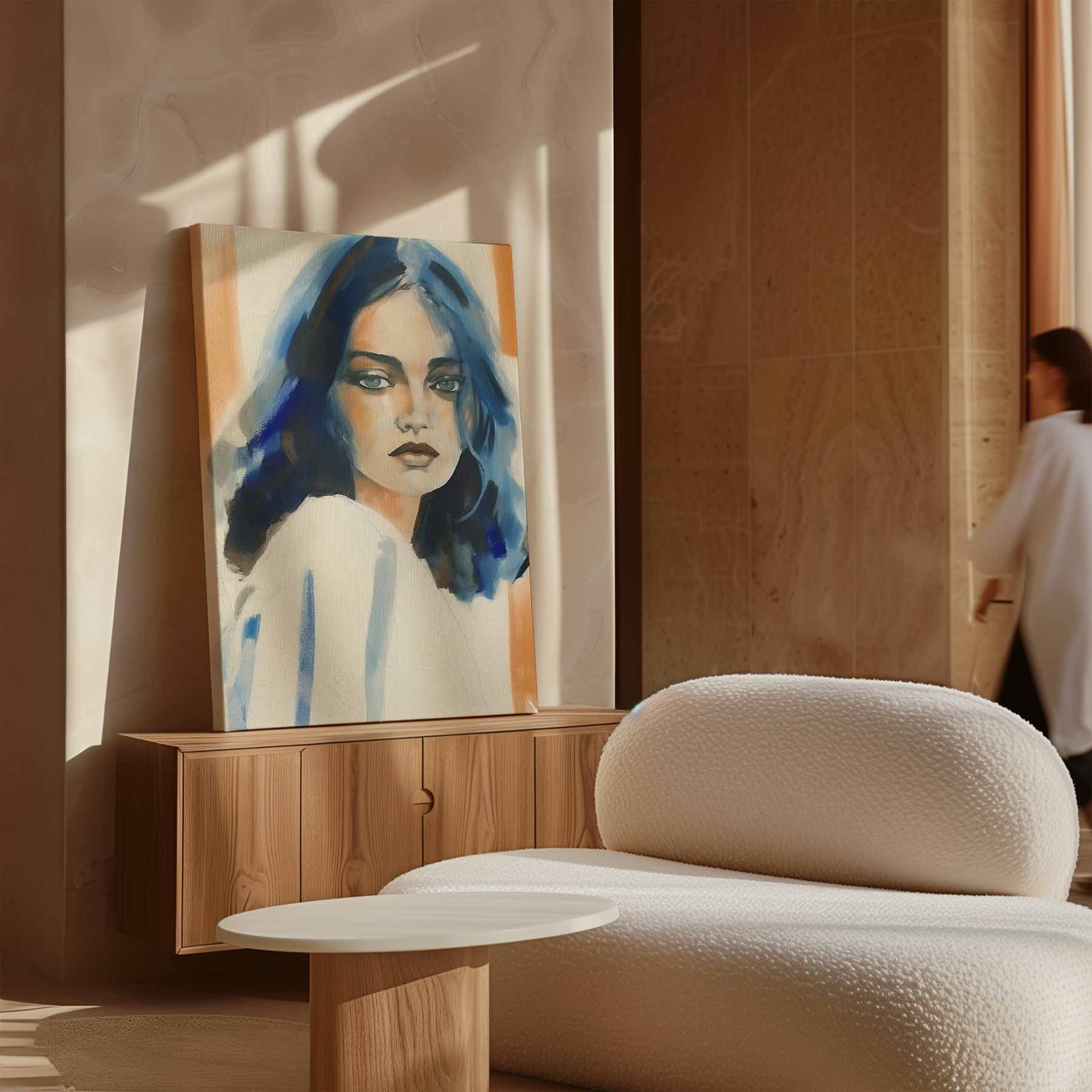 Dromerige Blik in Blauw Kunstwerk-canvas-dibond-plexiglas-wanddecoratie-WallArtistic