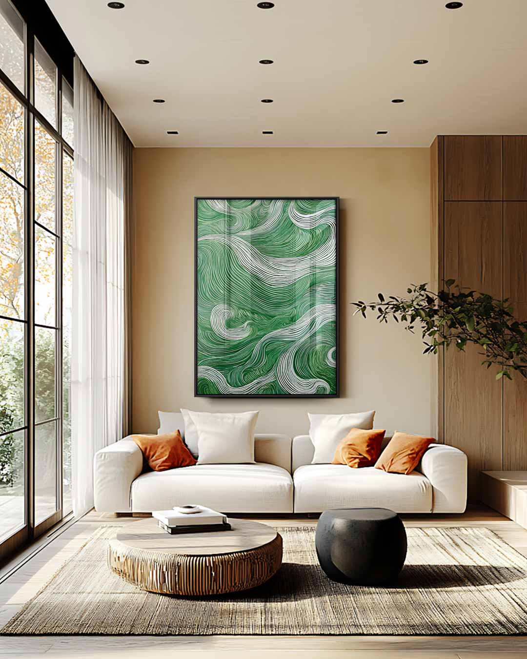 Groen Getijden Kunstwerk-canvas-dibond-plexiglas-wanddecoratie-WallArtistic