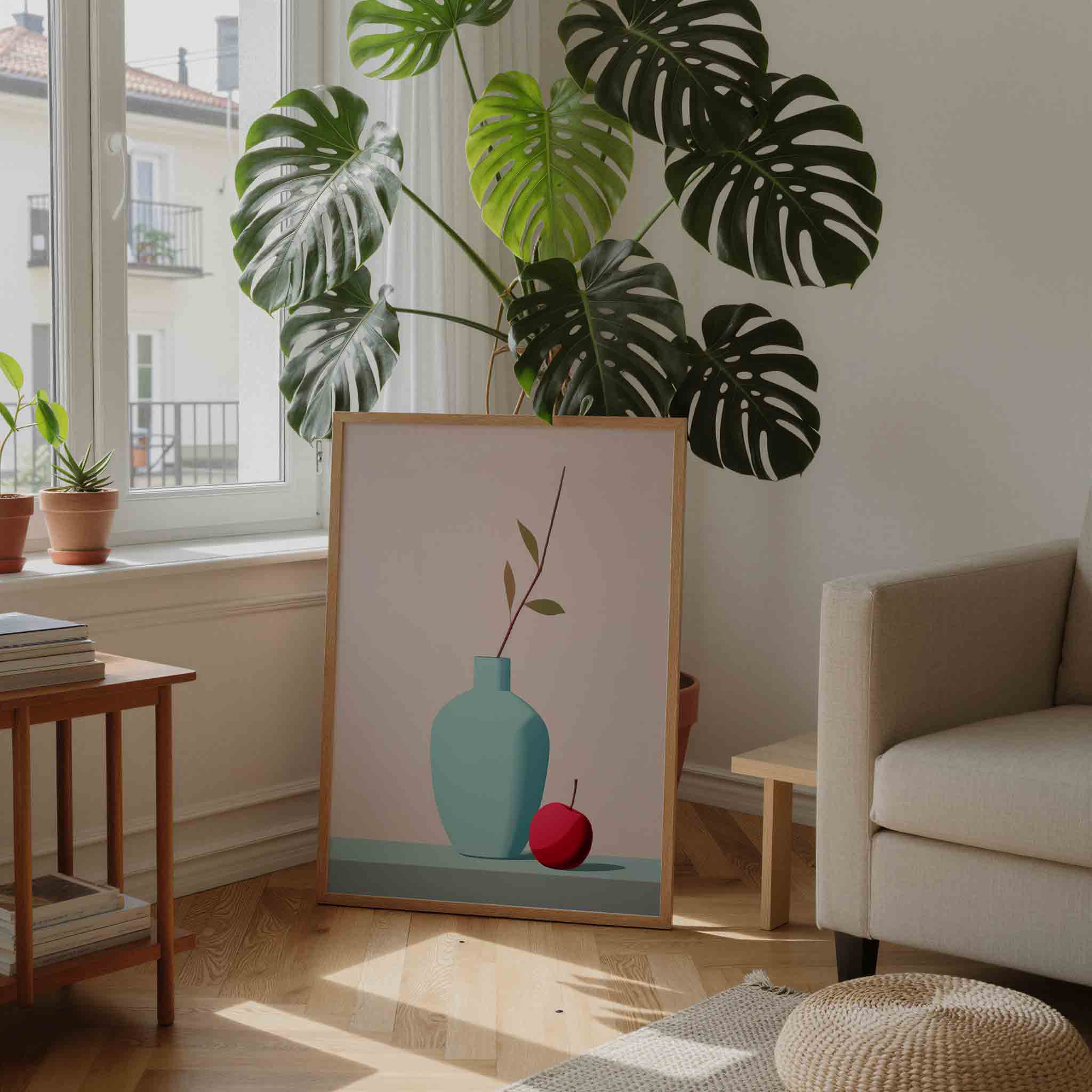 Vaas met tak en appel Poster