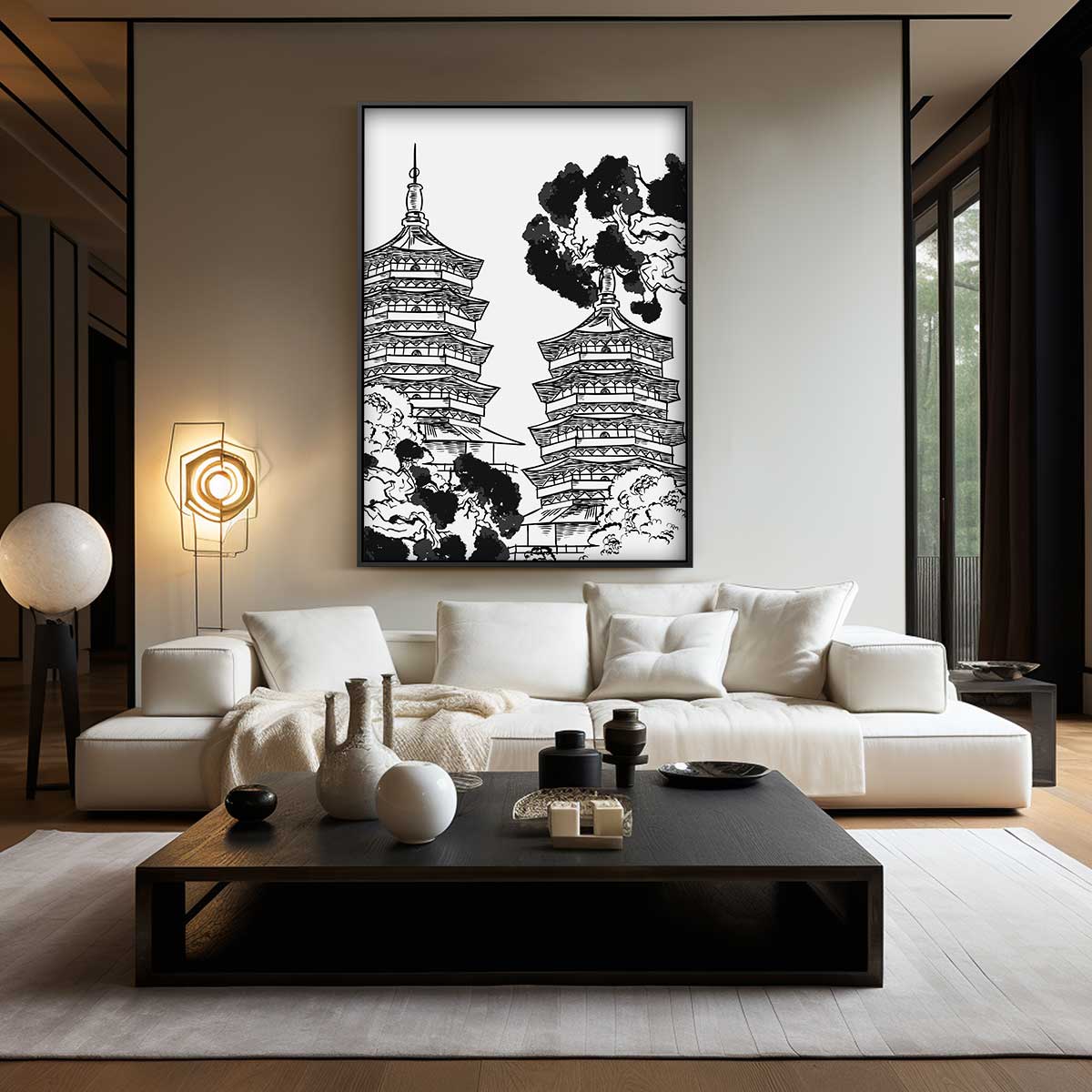 Traditionele Oosterse Pagodes Kunstwerk-canvas-dibond-plexiglas-wanddecoratie-WallArtistic