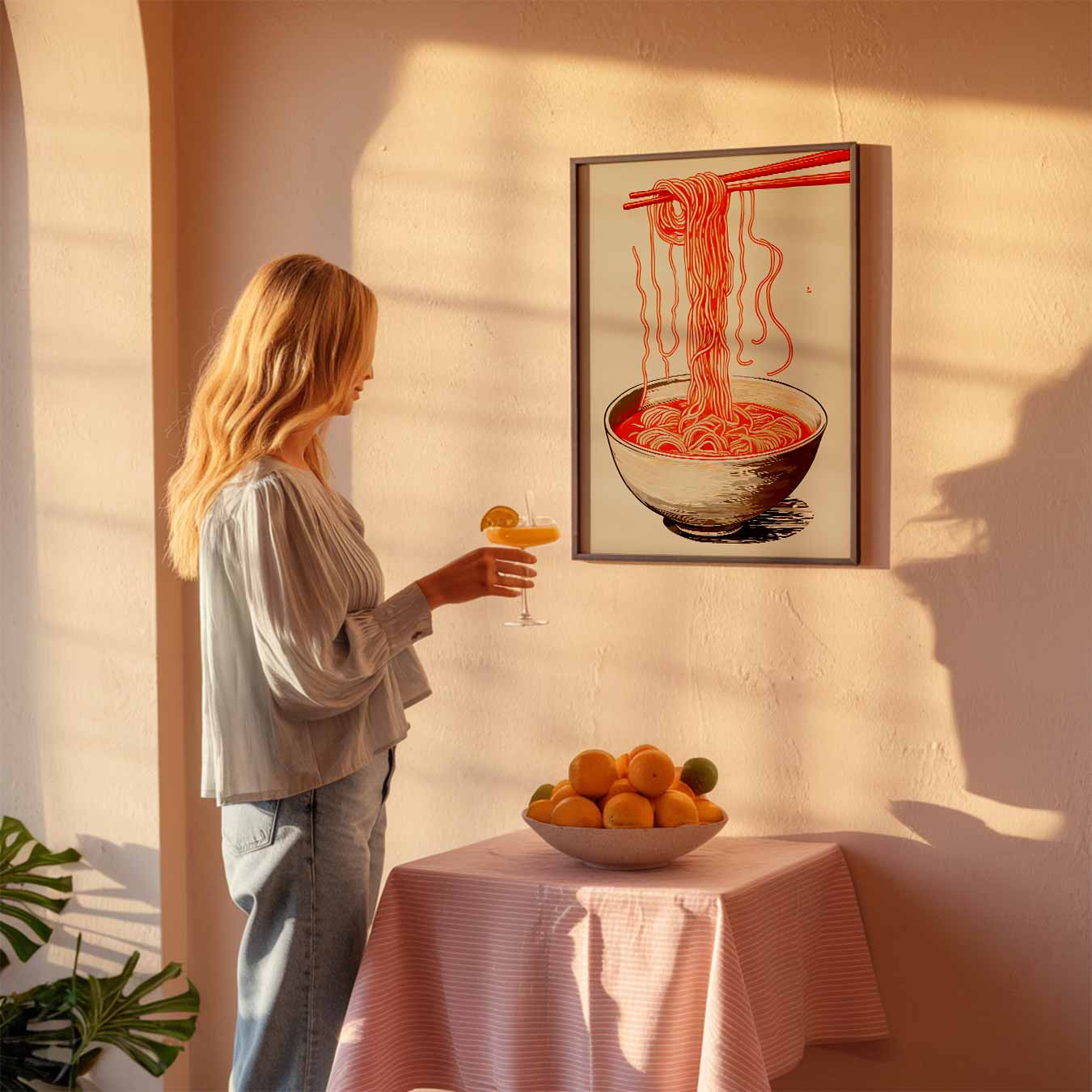 Stijlvolle Noodle Illustratie Poster-WallArtistic