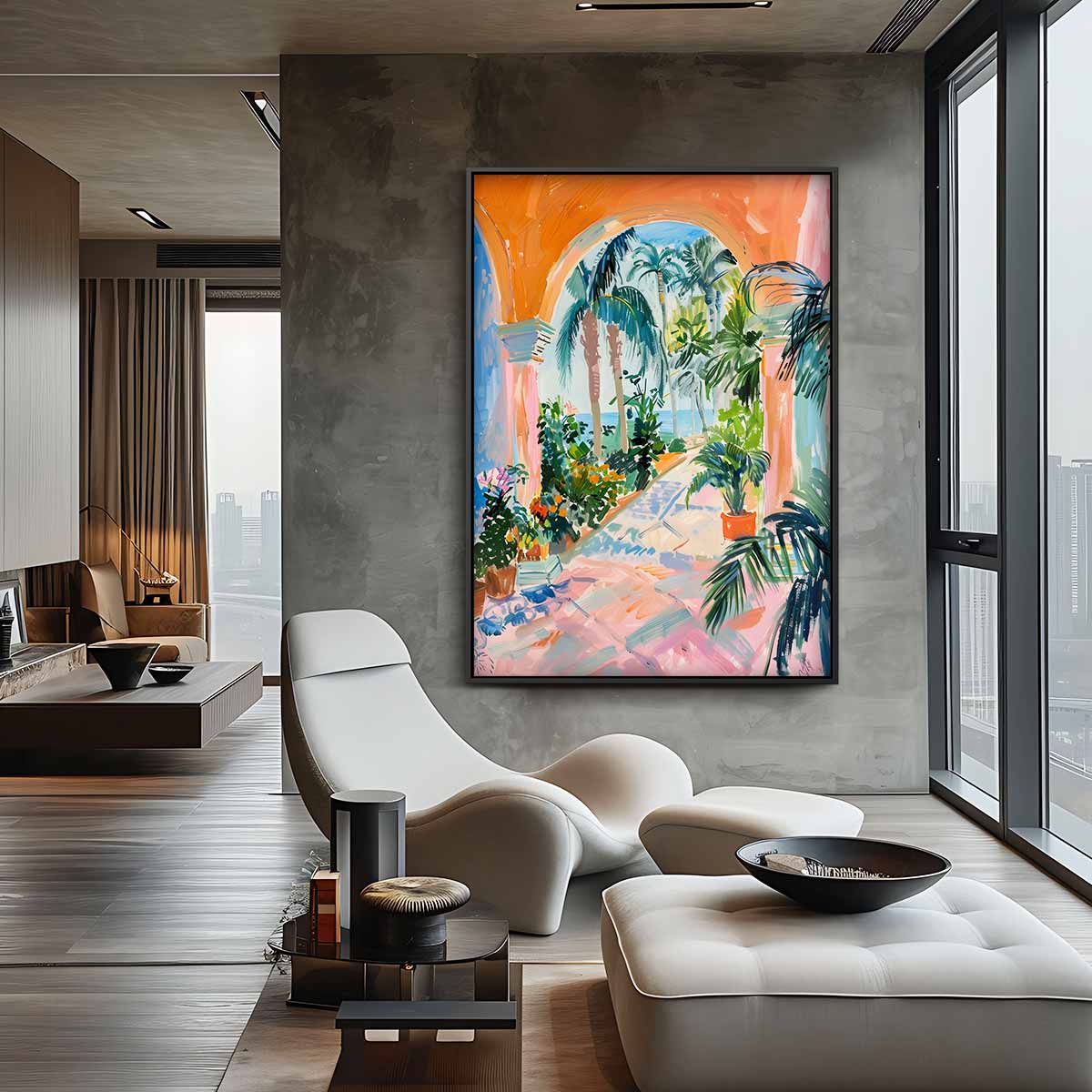 Tropische Tuinonder De Boog Kunstwerk-canvas-dibond-plexiglas-wanddecoratie-WallArtistic