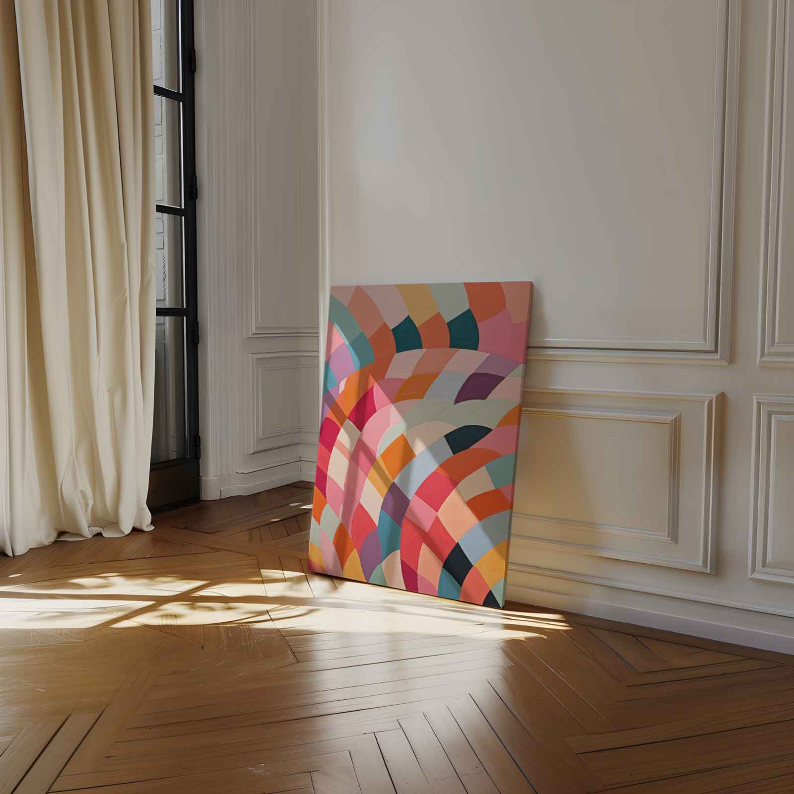 Kleurrijke Abstracte Harmonie Kunstwerk-canvas-dibond-plexiglas-wanddecoratie-WallArtistic