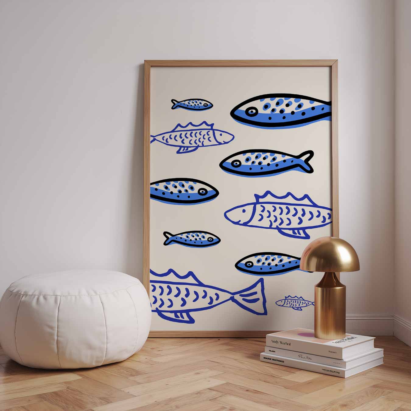 Speelse Vissen Illustratie Poster-WallArtistic