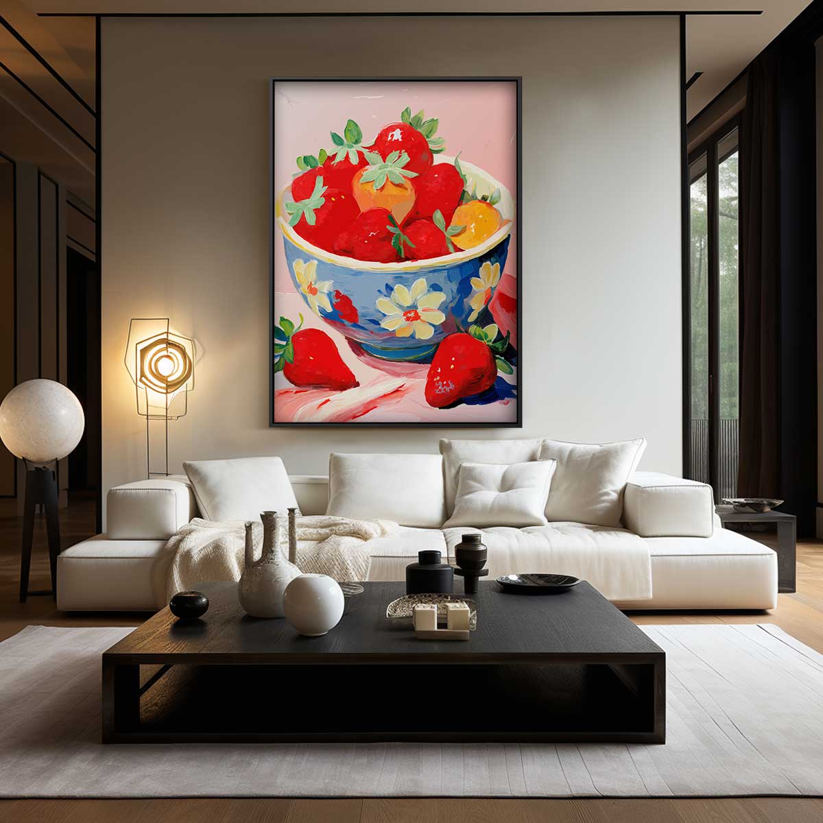 Verrukkelijke Aardbeien in Schaal Kunstwerk-canvas-dibond-plexiglas-wanddecoratie-WallArtistic