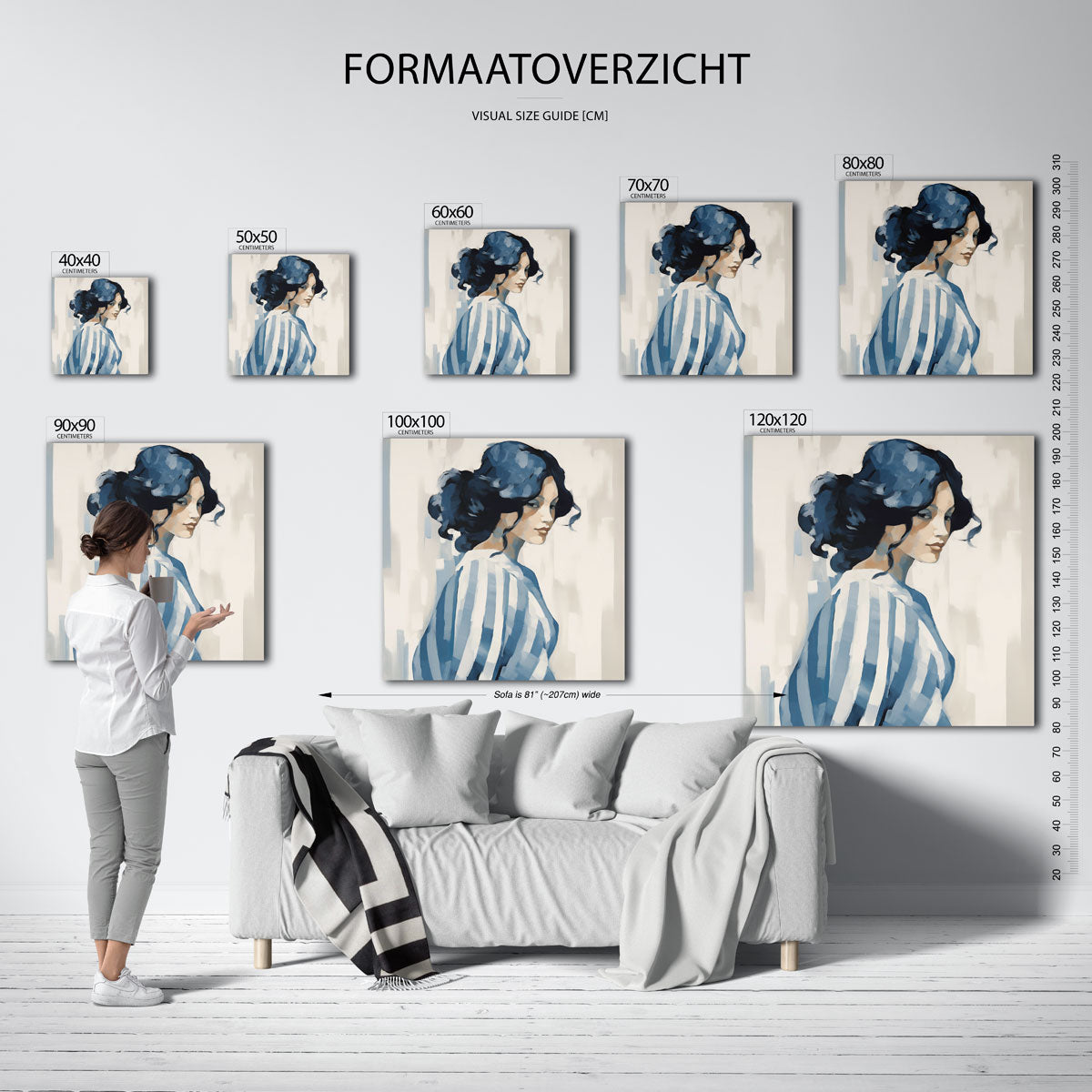 Vrouw met blauwe strepen Poster
