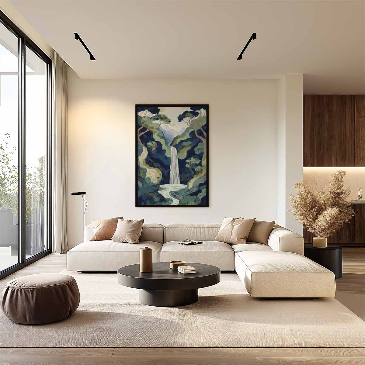 Mystieke Waterval in Bossen Kunstwerk-canvas-dibond-plexiglas-wanddecoratie-WallArtistic