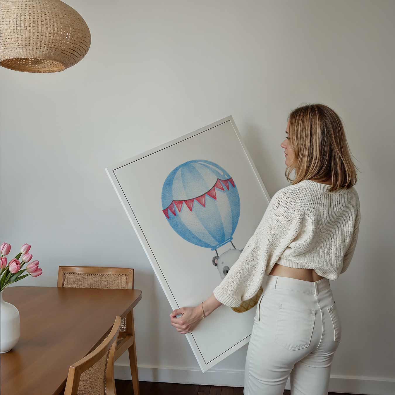 Schattige Panda In Luchtballon Poster