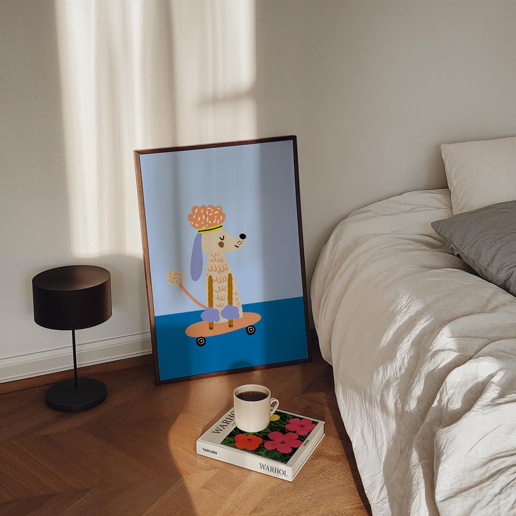 Schattige Hond op Skateboard Poster