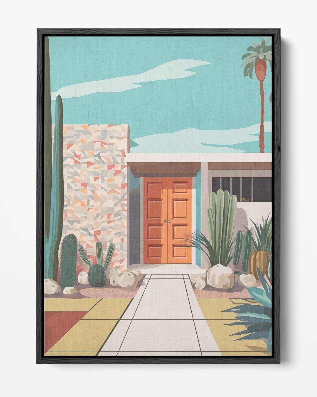 Retro Palm Springs Villa Kunstwerk-canvas-dibond-plexiglas-wanddecoratie-WallArtistic