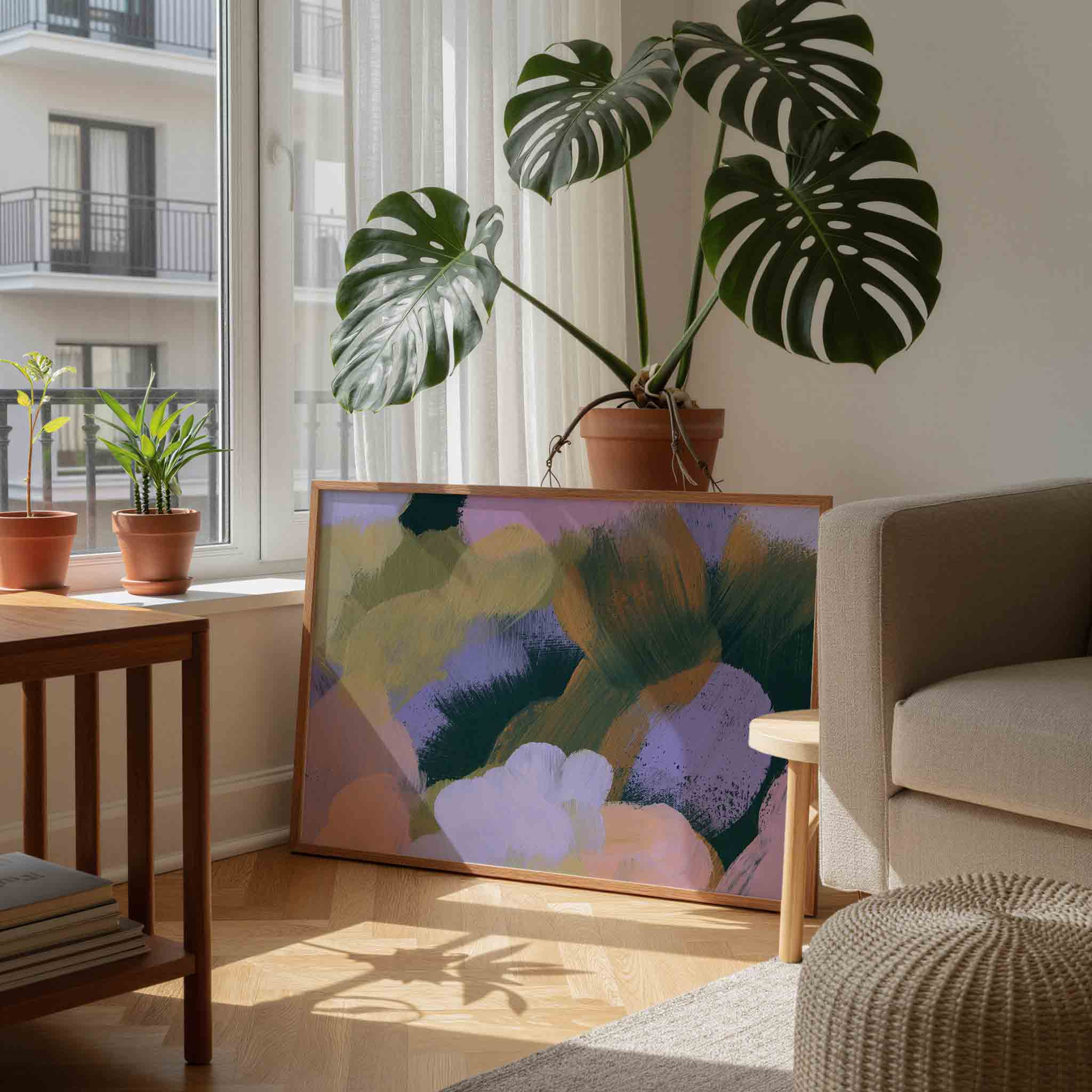 Abstracte penseelstreken Poster