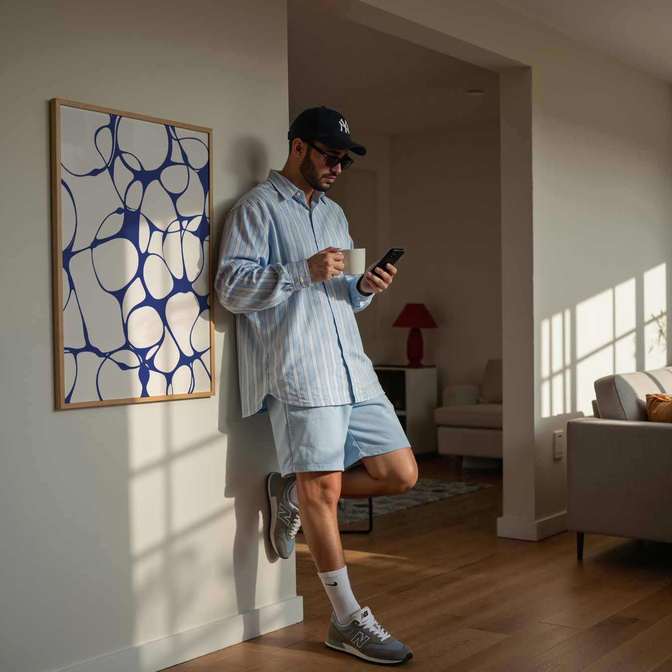 Abstracte Blauwe Elegantie Poster-WallArtistic