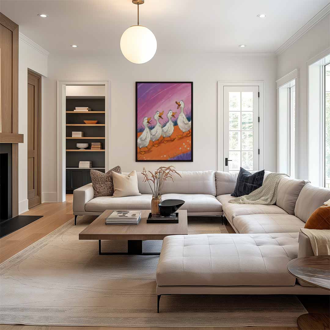 Eendjes op Avontuur Kunstwerk-canvas-dibond-plexiglas-wanddecoratie-WallArtistic