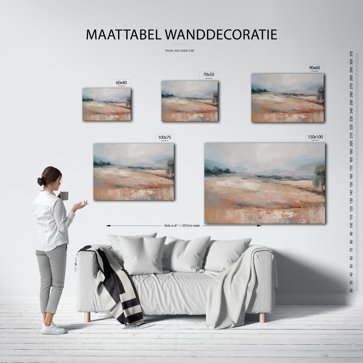 Landschap in zachte tinten Kunstwerk