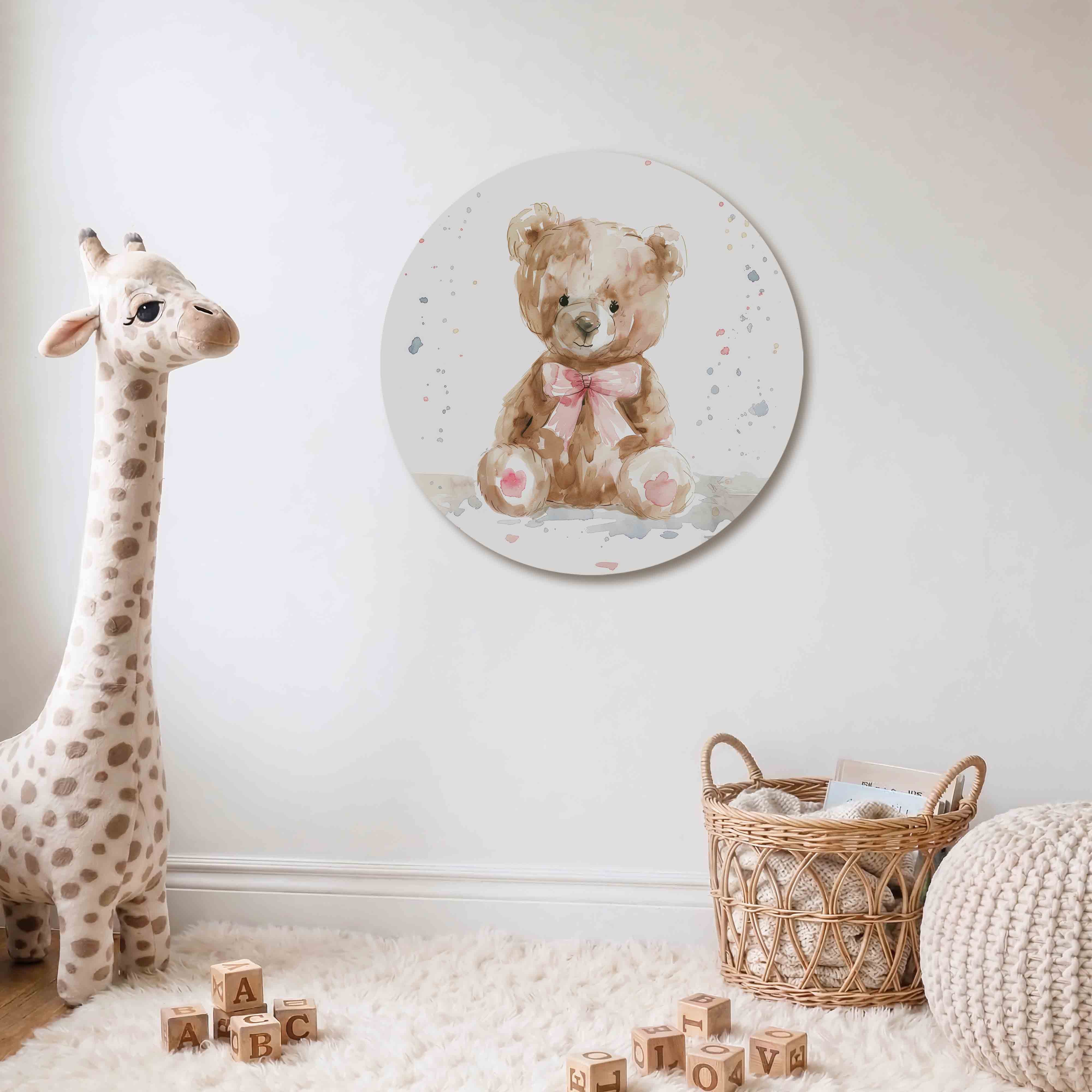 Teddybeer met strik Muurcirkel