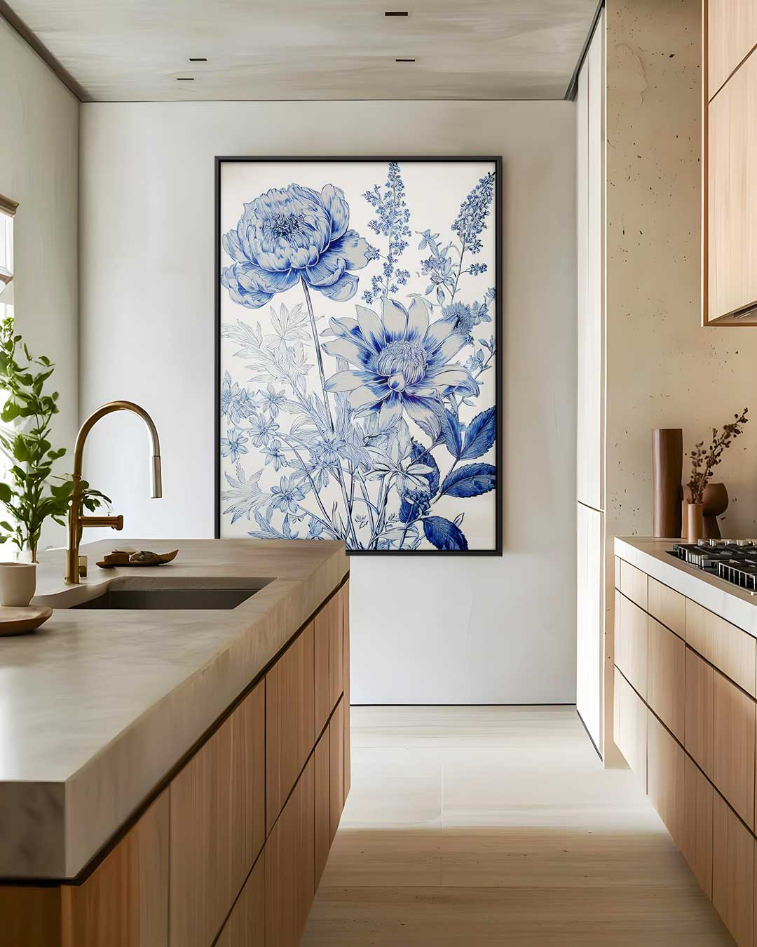 Bloeiende Blauwdruk Kunstwerk-canvas-dibond-plexiglas-wanddecoratie-WallArtistic