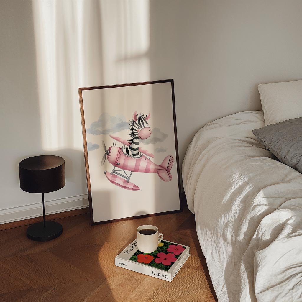 Dromerige Zebra in het Vliegtuig Poster