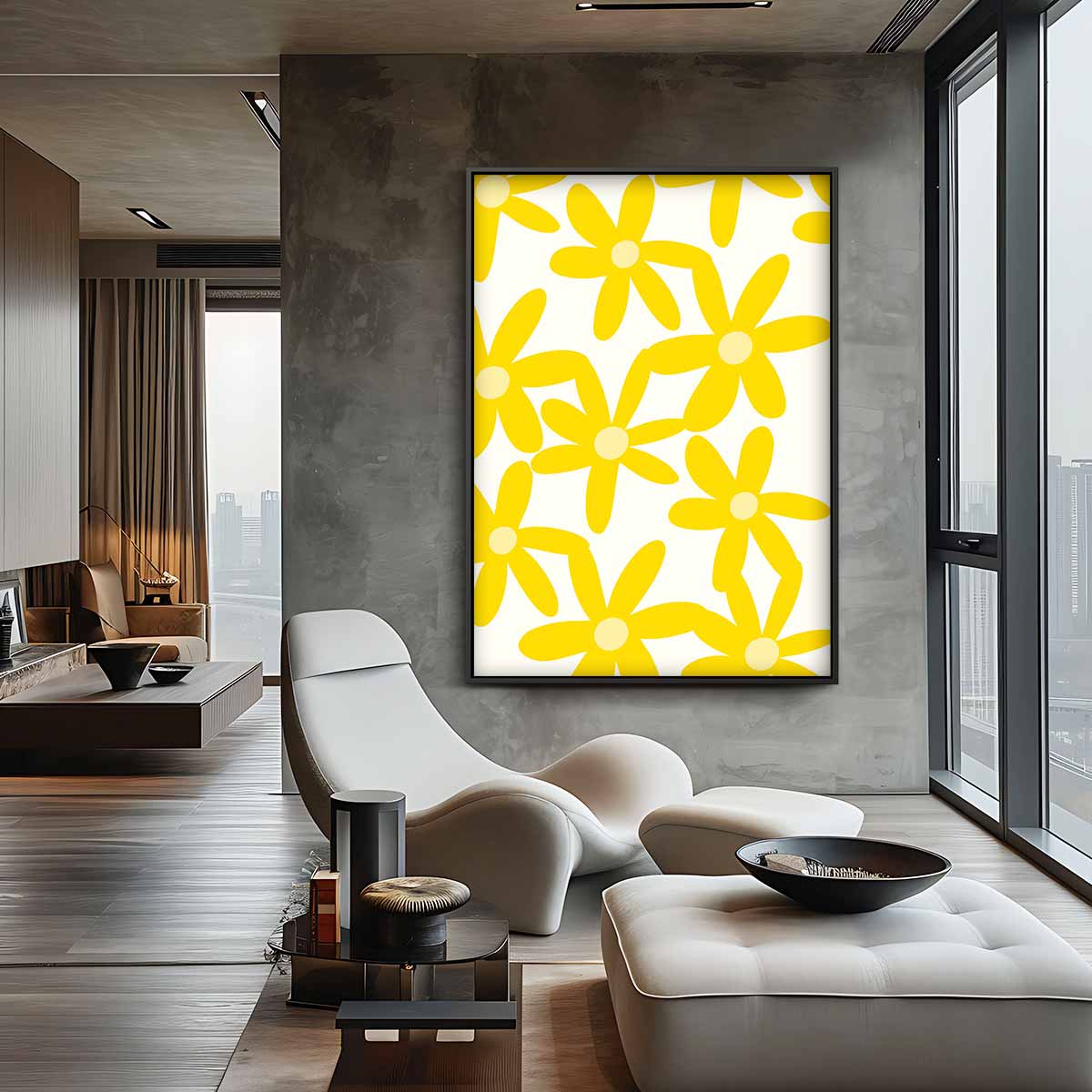 Stralende Gele Bloemenpracht Kunstwerk-canvas-dibond-plexiglas-wanddecoratie-WallArtistic