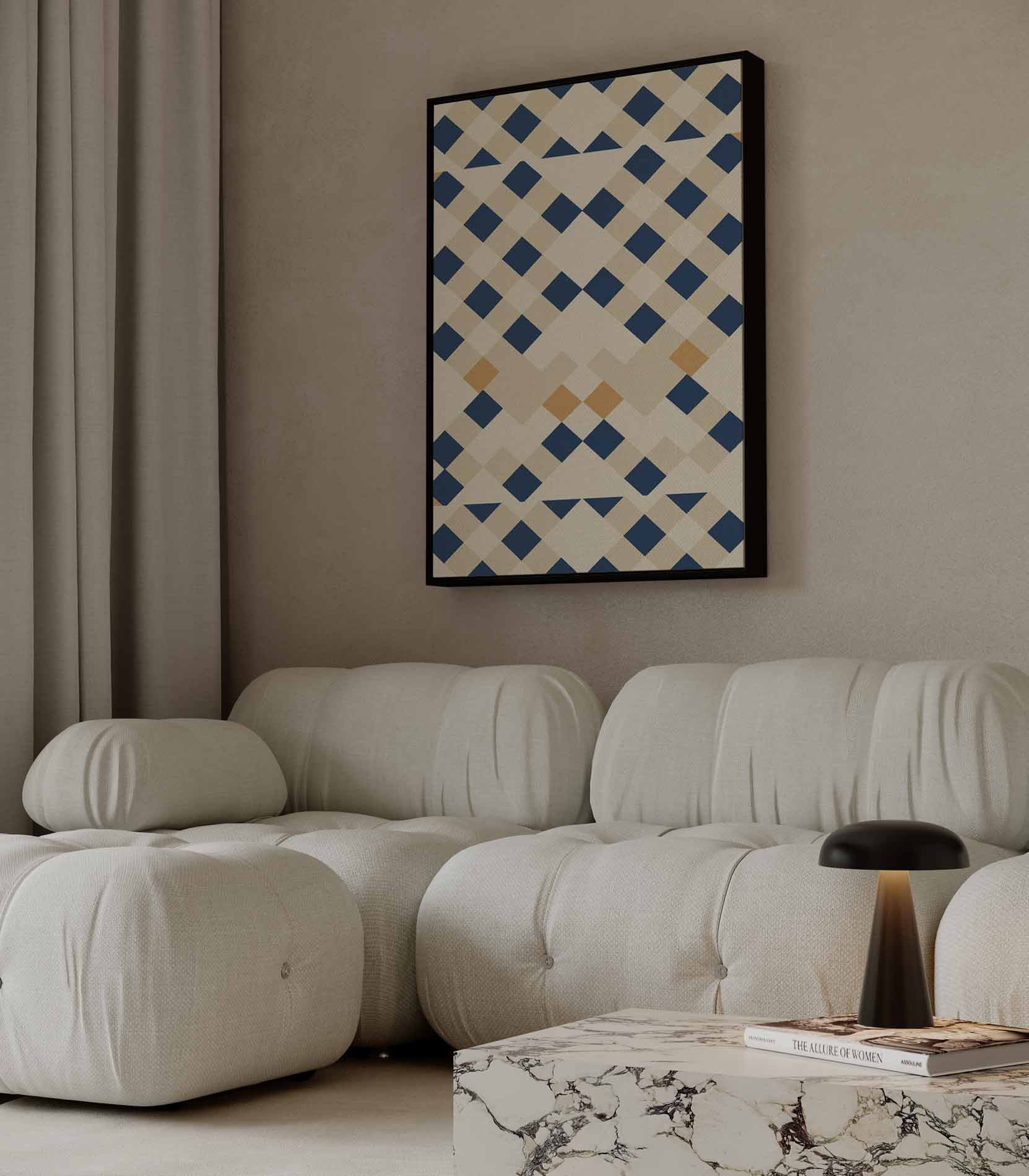 Geometrische Patronen Mozaïek Kunstwerk-canvas-dibond-plexiglas-wanddecoratie-WallArtistic