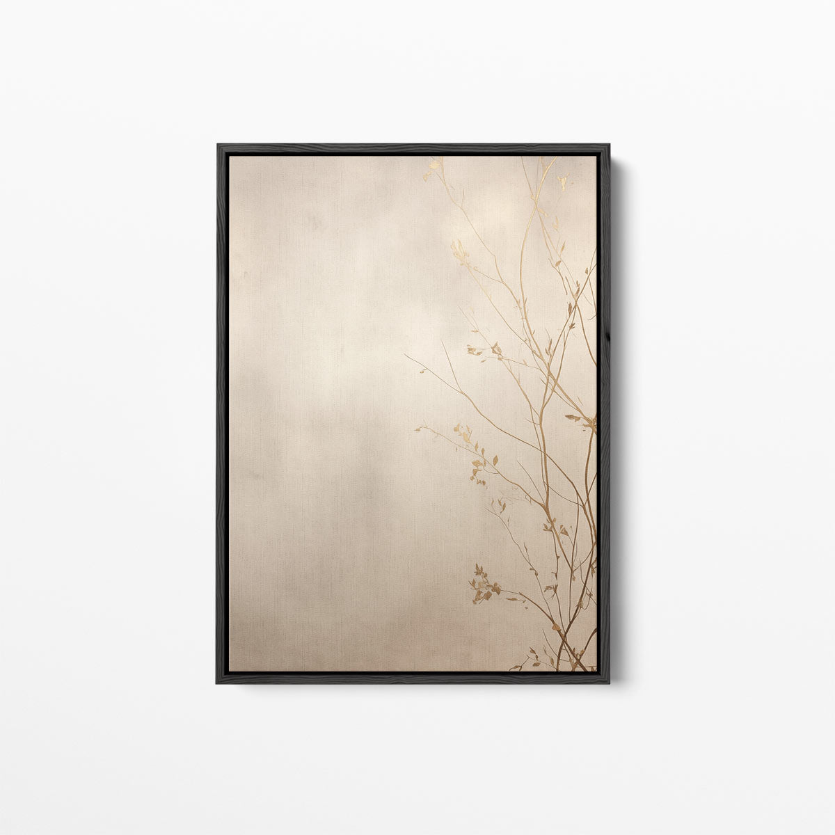 Gouden Zweepslag: Minimalistische Takken Kunstwerk-canvas-dibond-plexiglas-wanddecoratie-WallArtistic
