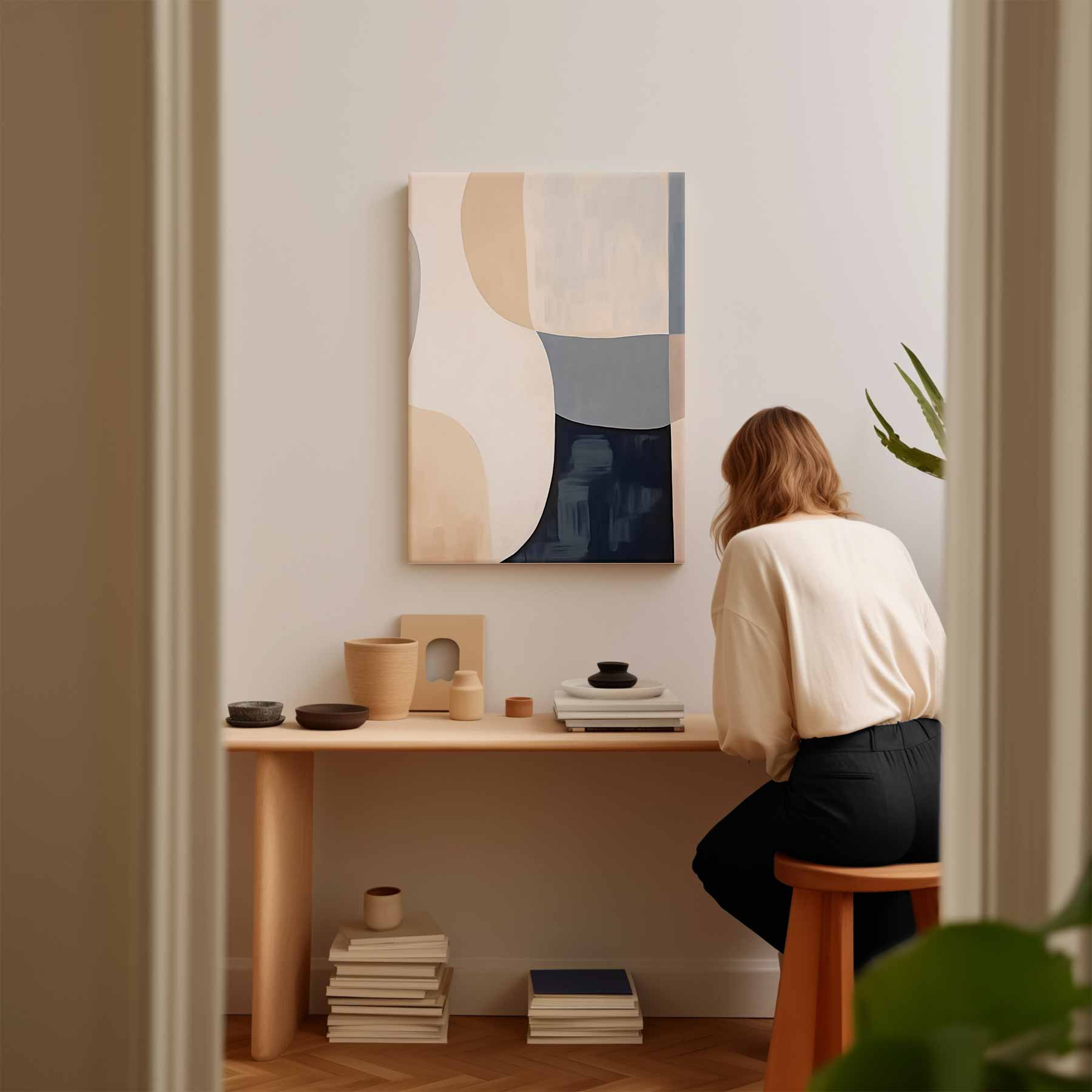 Abstracte Harmonie in Aardetinten Kunstwerk-canvas-dibond-plexiglas-wanddecoratie-WallArtistic