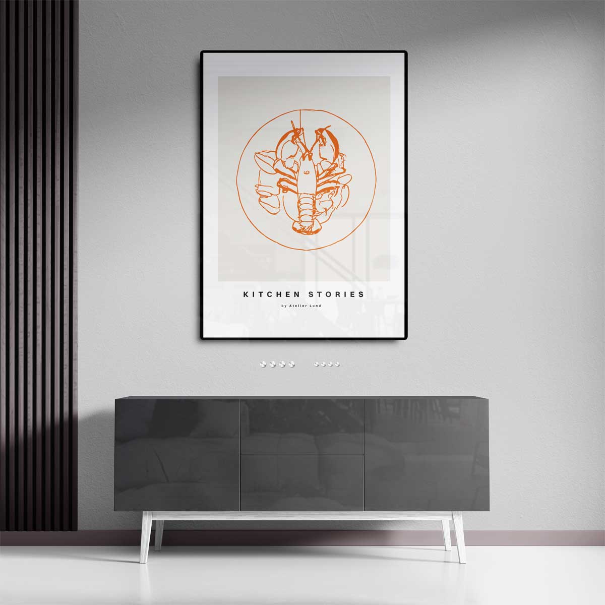 Kreeftschets op Wit Kunstwerk-canvas-dibond-plexiglas-wanddecoratie-WallArtistic